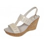 Sandale dama din piele naturala lac, culoare bej, platforme de 8 cm  - S46BEJLAC8